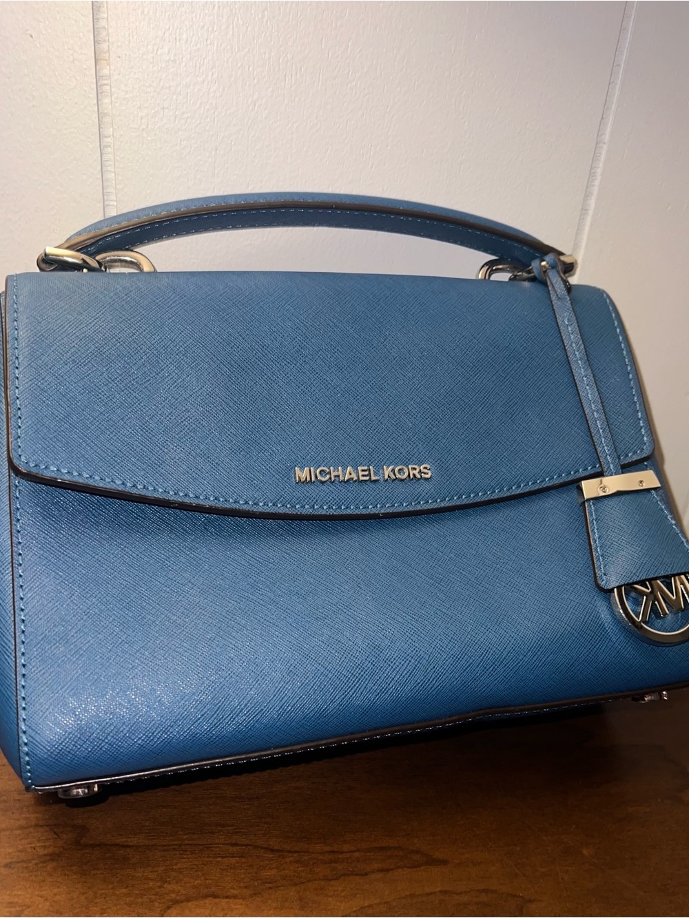 Michael Kors Ava Blue Saffiano Top-Handle Satchel